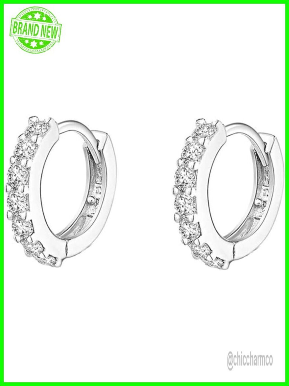 925 Sterling Silver Small Hoop Earrings Cubic Zirconia Cartilage Huggie